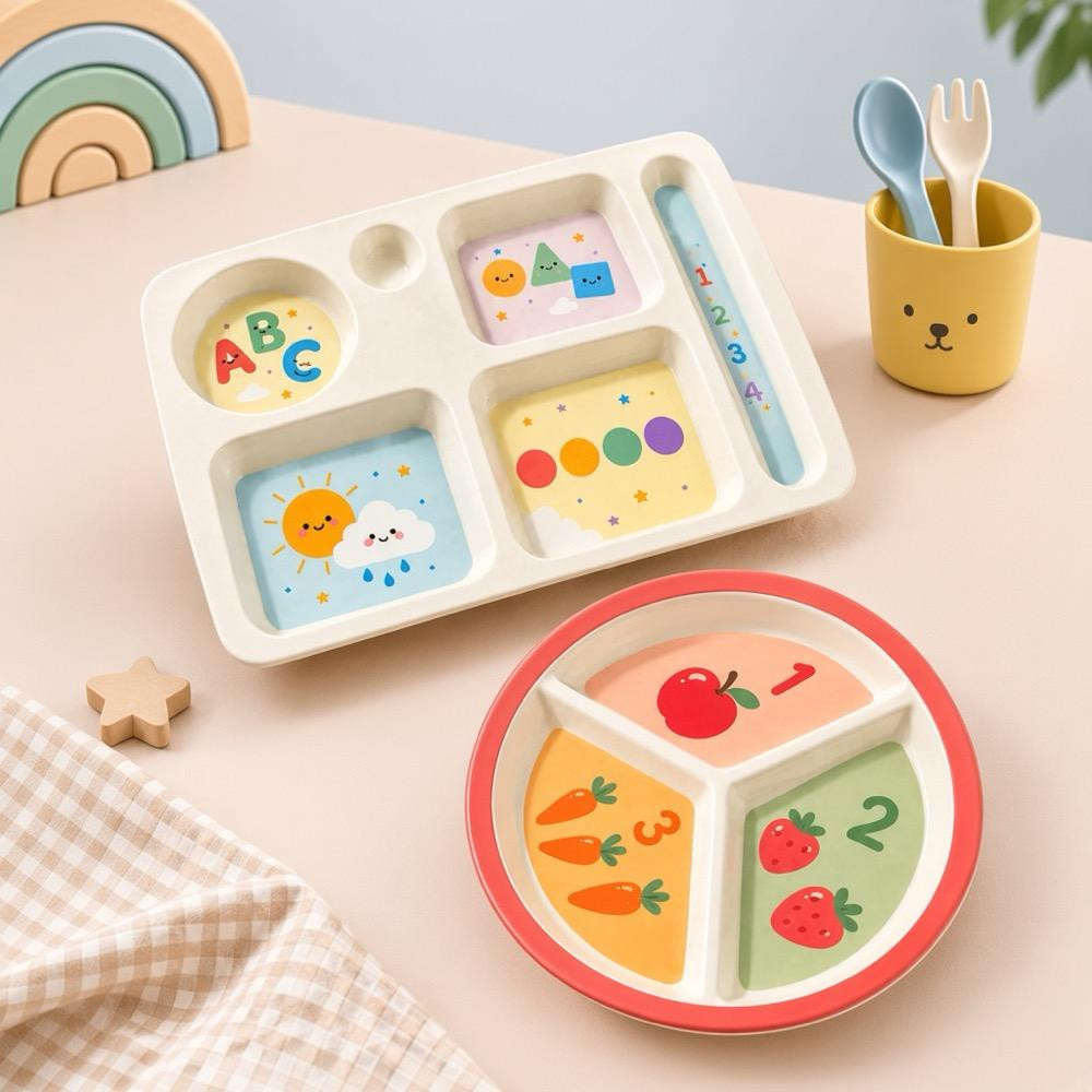 Wumboo 2'li Melamin Çocuk Tabağı - Ekstra Dayanıklı Bpa Free Beslenme Seti- Kırılmaz Çocuk Beslenme Tabağı görseli 2