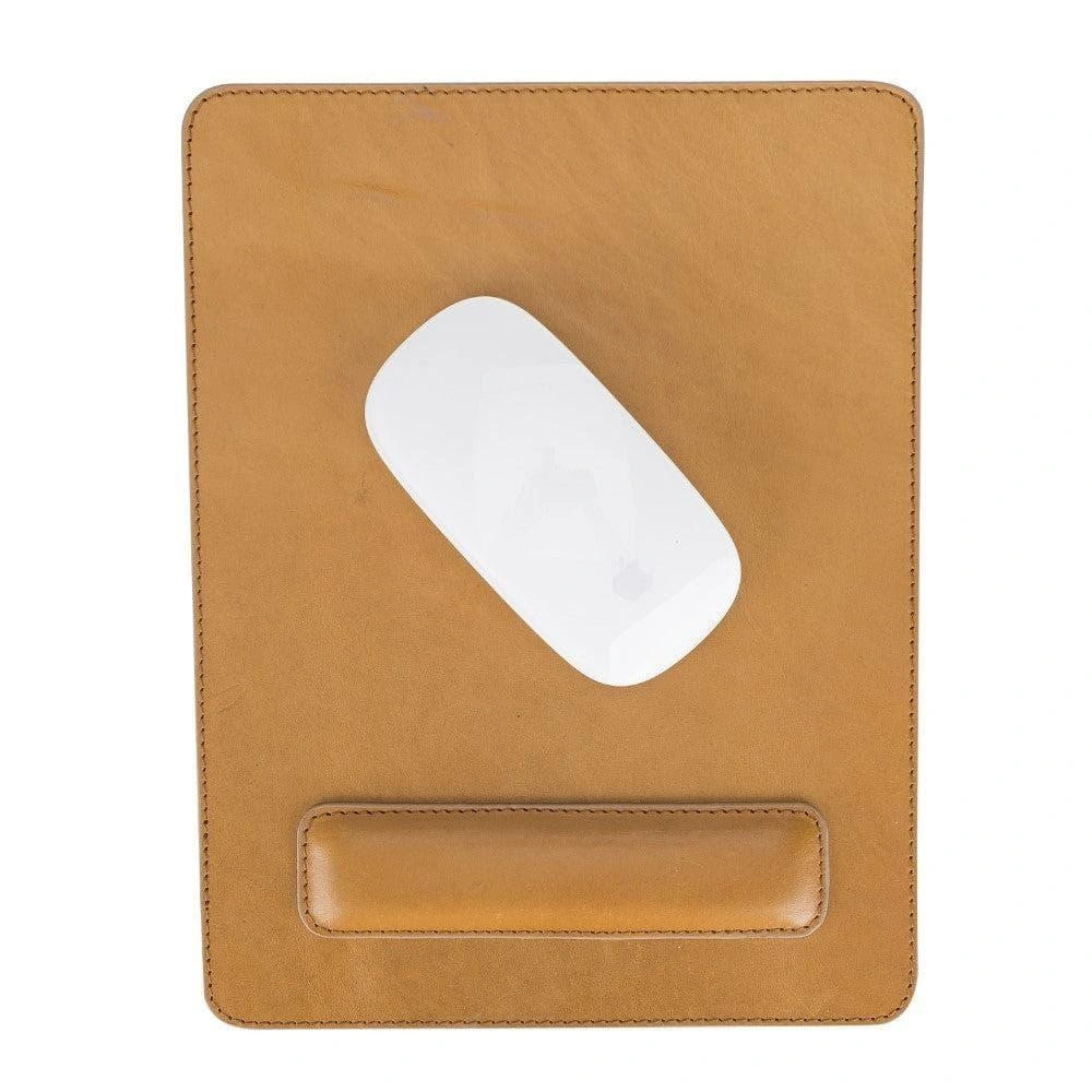 Bloominbag Bloomdesk Ease Burnished Brass Hakiki Deri Bilek Destekli Mouse Pad görseli 2