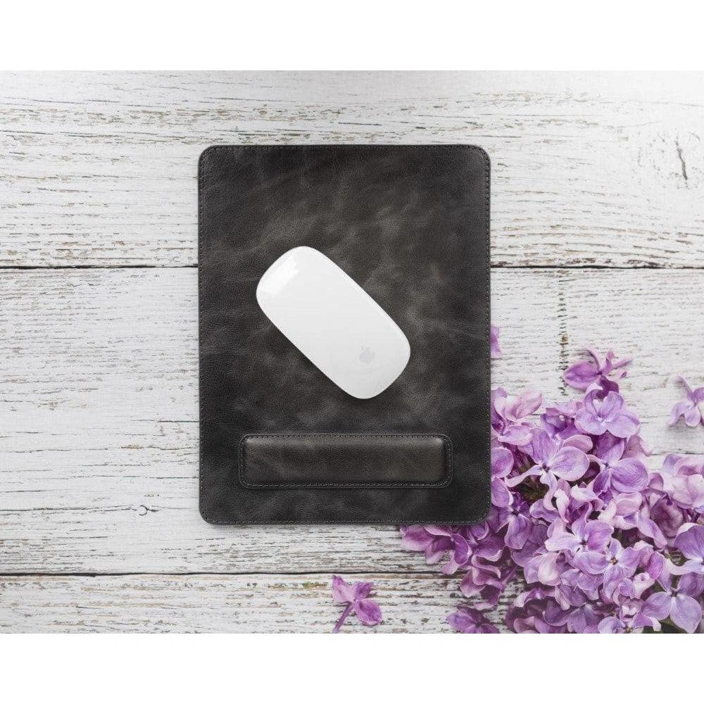 Bloominbag Bloomdesk Ease Stone Grey Hakiki Deri Bilek Destekli Mouse Pad görseli 1