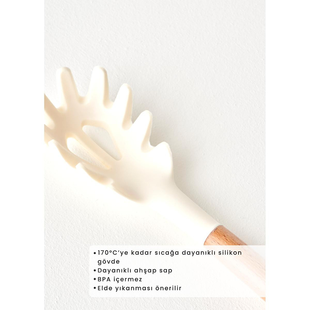 Bella Maison Olivia Silikon Makarna Kepçesi Krem (31x6x4 Cm) Krem görseli 2