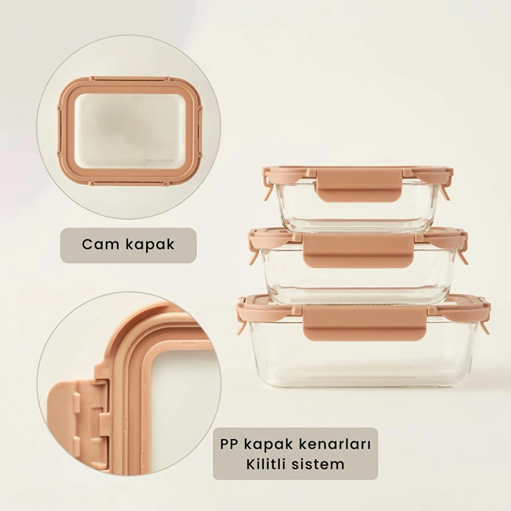 Bella Maison Terra Cam Saklama Kabı Bej (640 Cc) Bej görseli 2