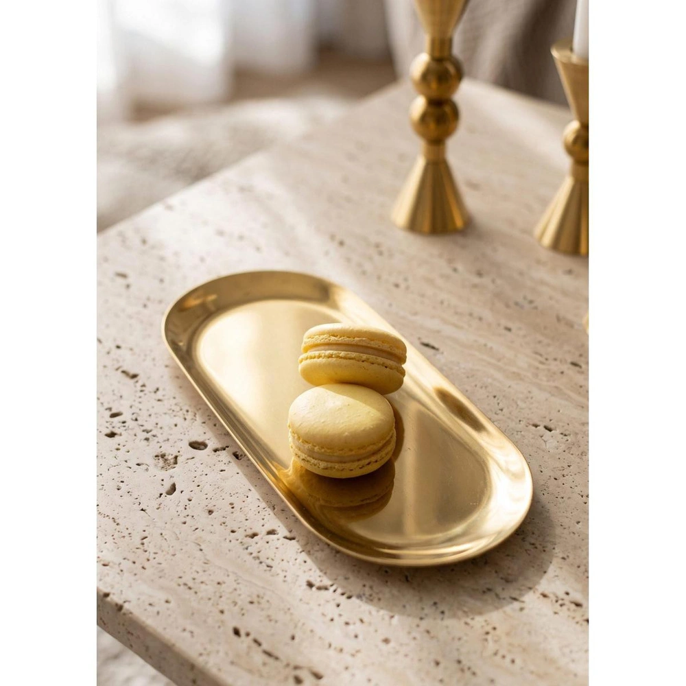 The Mia Linea Oval Çelik Servis Tabağı Gold 26 X 11 Cm görseli 1