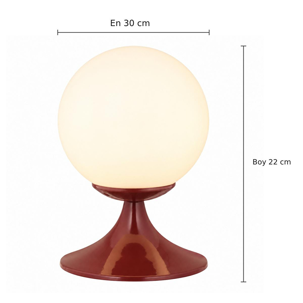 Apliqa Esfera Bordo Beyaz Camlı Modern Masa Lambası, Salon Oturma Odası Yatak Odası Dekoratif Abajur görseli 4