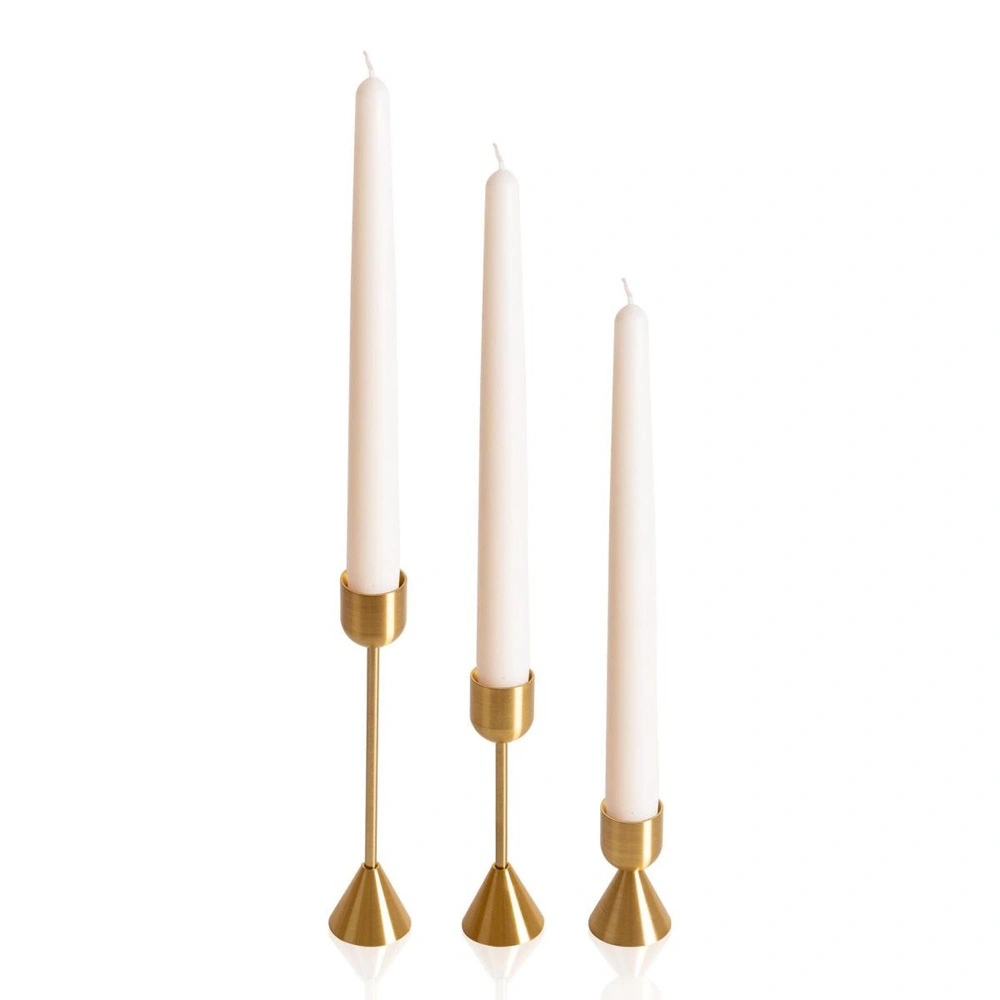 The Mia Brass Pirinç Silindir Şamdan 3 Parça Set görseli 3