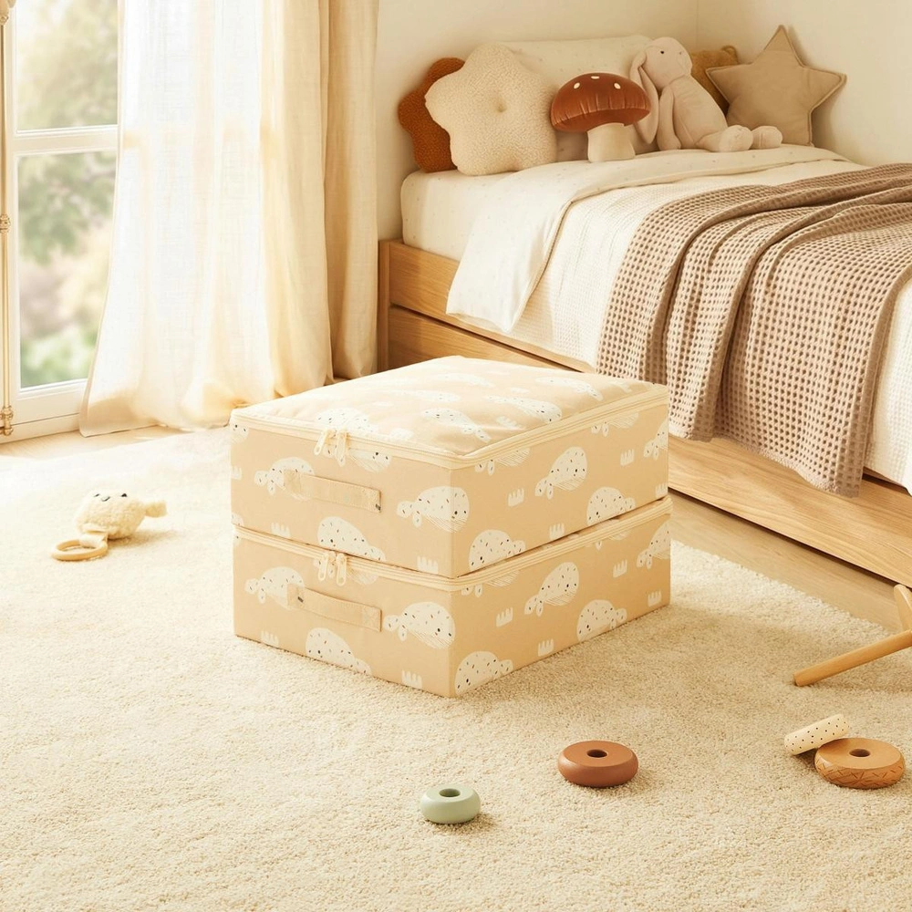 Ocean Home Textile 2'li Çocuk Odası Sevimli Balina Destekli Kutu Hurç Set 31 X 38 X 12 Cm görseli 1