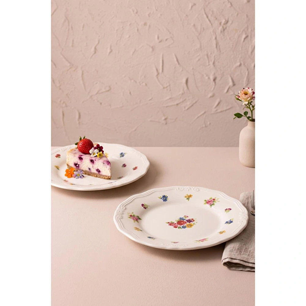 Rakle X Bengi Kurtcebe Anneanne Sofraları Porselen 4'lü Pasta Tabağı Seti 21 Cm görseli 3