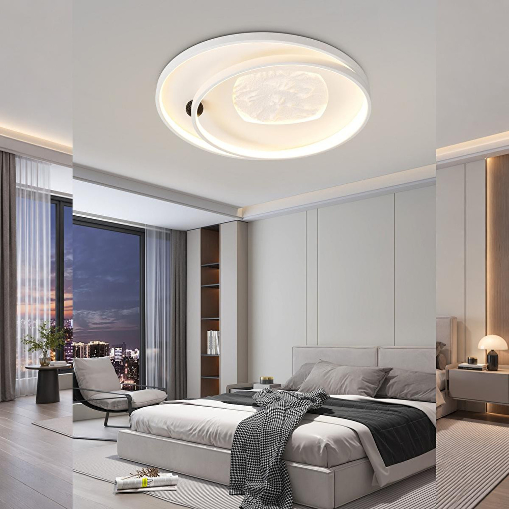 Apliqa Noren 50'lik Kare Taş Desenli Yuvarlak 160 Watt Plafonyer Led Avize görseli 1