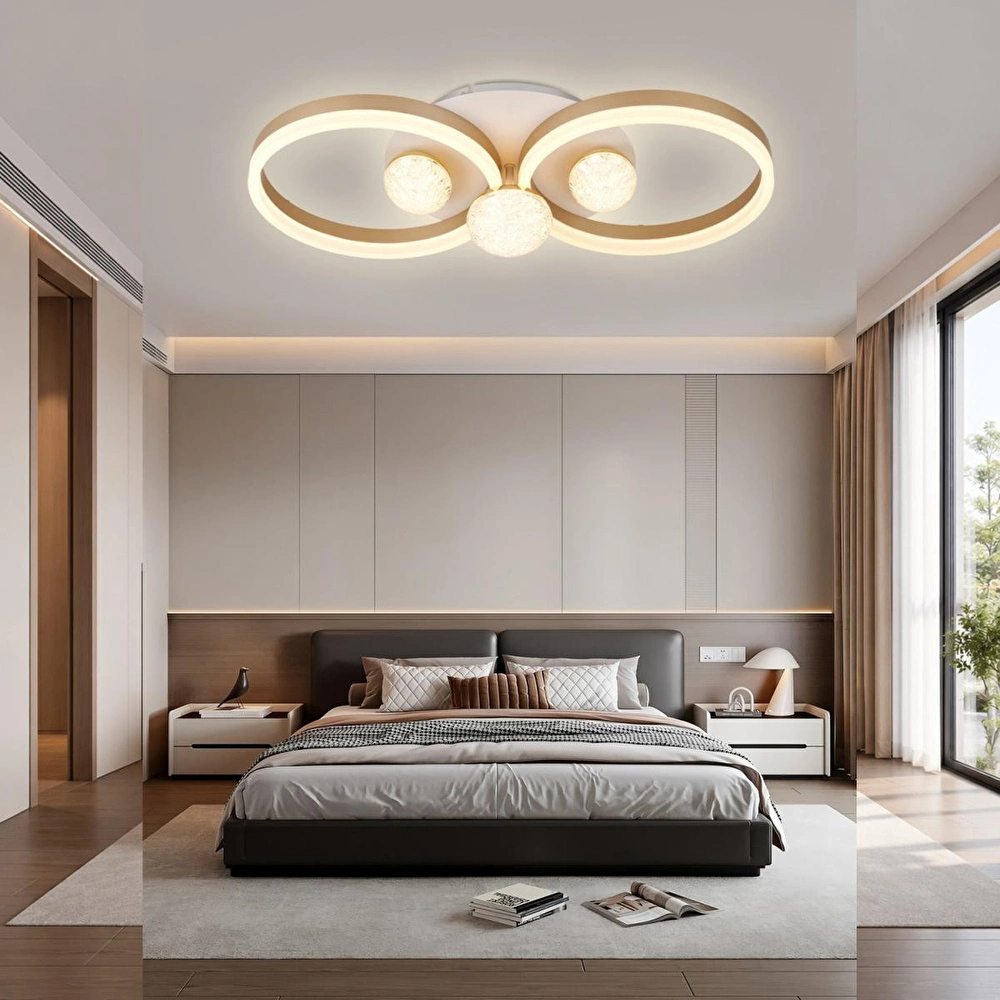 Apliqa Velox 60'lık 98 Watt Yuvarlak Gold Plafonyer Led Avize görseli 1