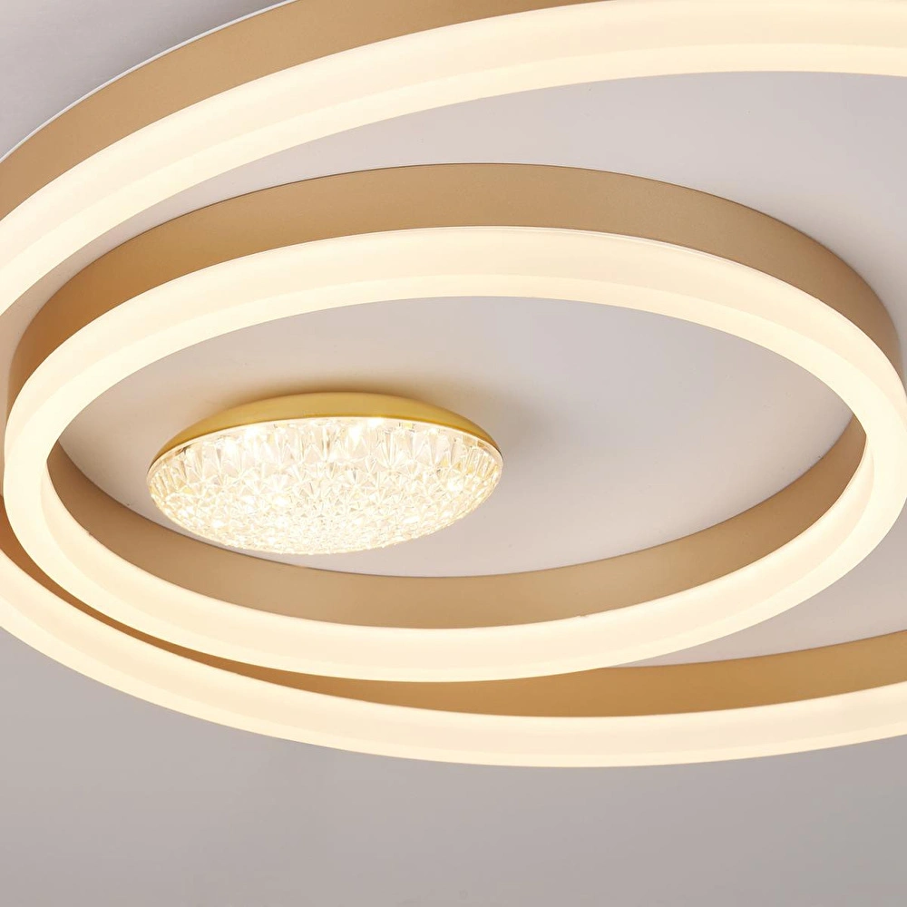 Apliqa Lumix 50'lik 96 Watt Yuvarlak Gold Plafonyer Led Avize görseli 4