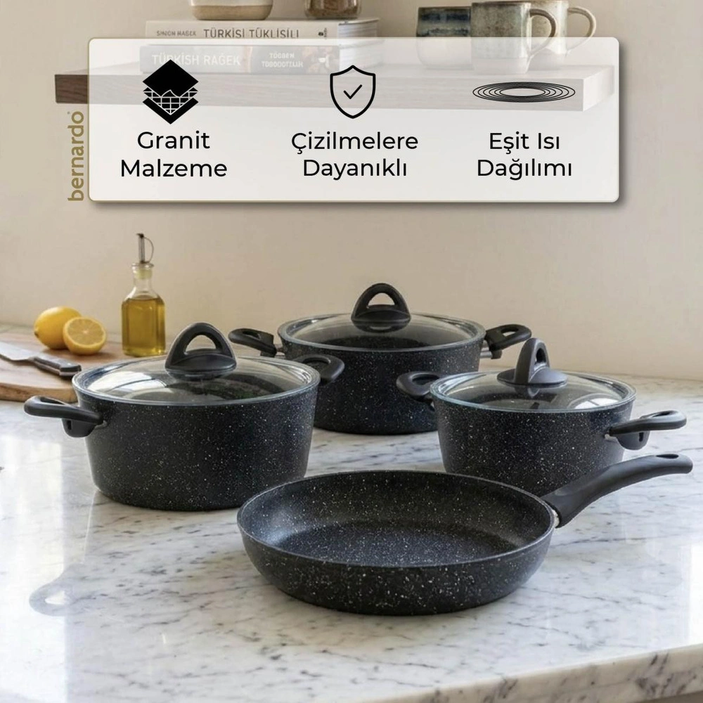 Bernardo Stone 7 Parça Granit Tencere Seti görseli 6
