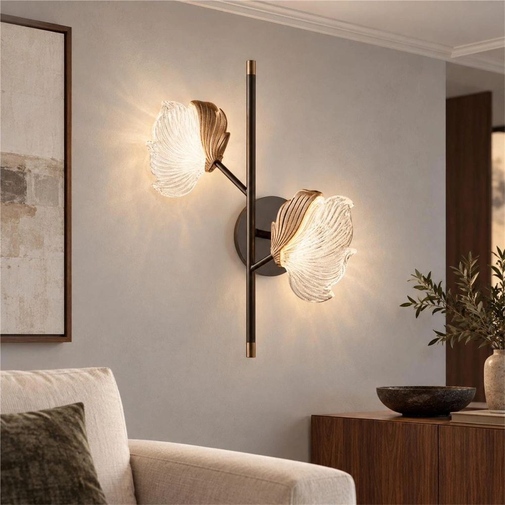 Apliqa Taran Siyah Gold 2'li 10 Watt Çiçek Desenli Modern Ledli Aplik görseli 1