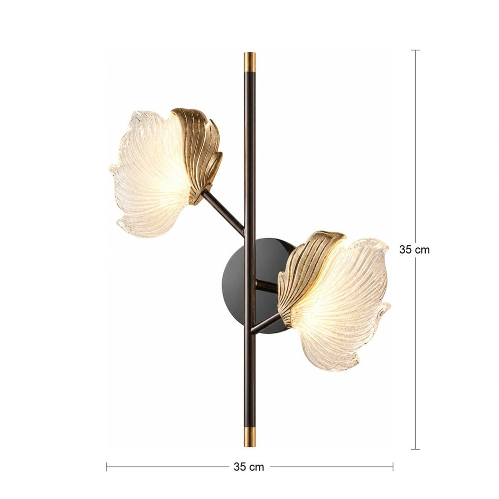 Apliqa Taran Siyah Gold 2'li 10 Watt Çiçek Desenli Modern Ledli Aplik görseli 5