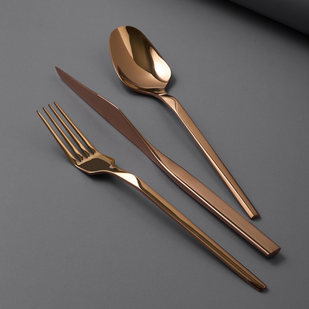 Jumbo 5100 Quartz Titanyum Bronz 12 Kişilik 84 Parça Çatal Kaşık Bıçak Seti görseli 3
