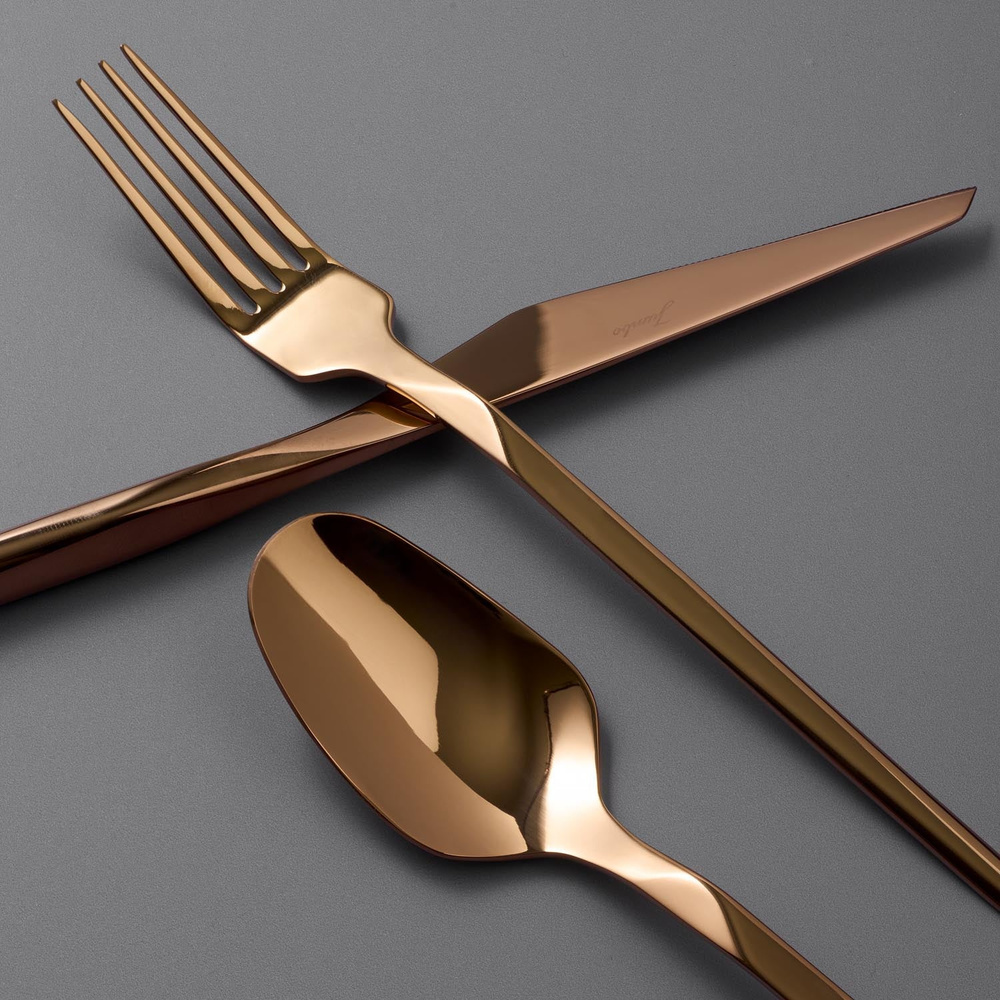 Jumbo 5100 Quartz Titanyum Bronz 12 Kişilik 84 Parça Çatal Kaşık Bıçak Seti görseli 5