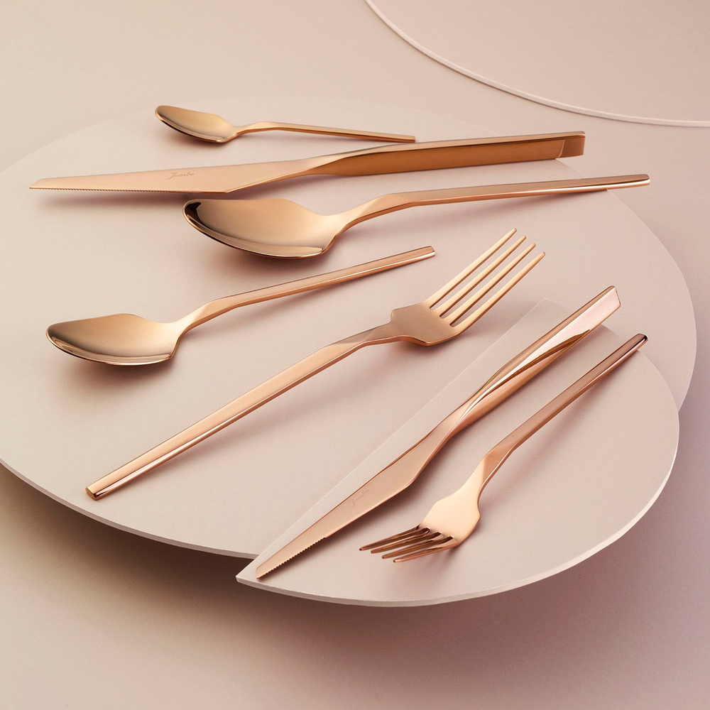 Jumbo 5100 Quartz Titanyum Bronz 12 Kişilik 84 Parça Çatal Kaşık Bıçak Seti görseli 6