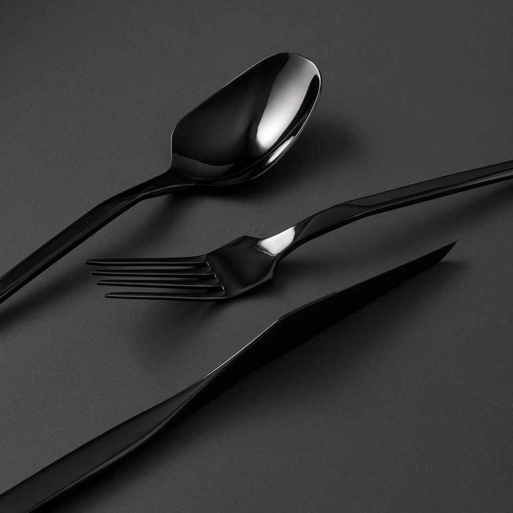 Jumbo 5100 Quartz Titanyum Siyah 12 Kişilik 84 Parça Çatal Kaşık Bıçak Takımı görseli 3