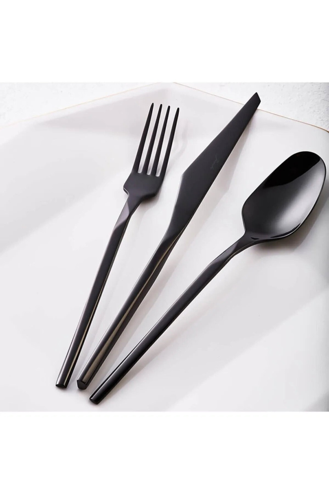 Jumbo 5100 Quartz Titanyum Siyah 12 Kişilik 84 Parça Çatal Kaşık Bıçak Takımı görseli 6