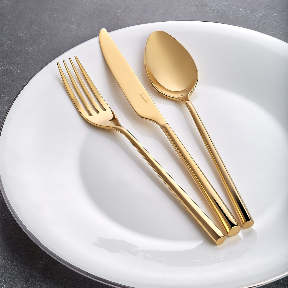 Jumbo 1001 Titanyum Gold 12 Kişilik 84 Parça Çatal Kaşık Bıçak Takımı görseli 5