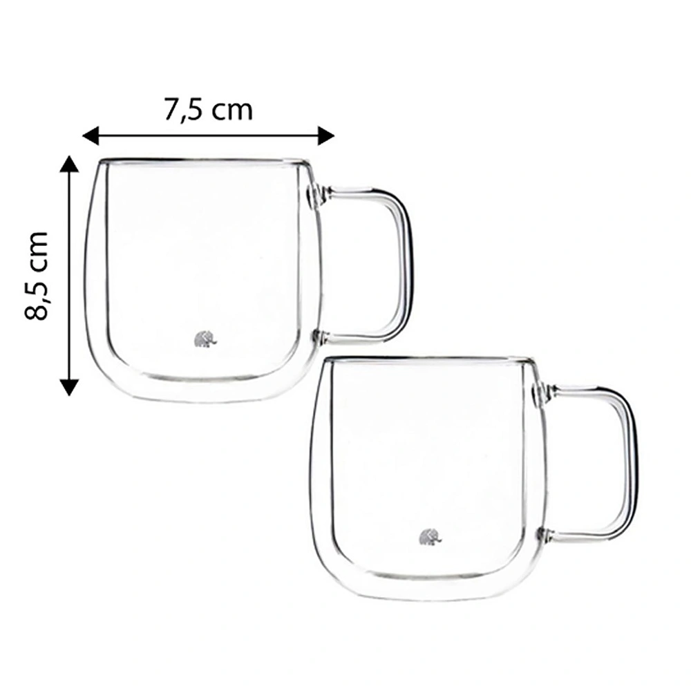 Jumbo Glory 2 Li Double Wall Çift Cidarlı Kulplu Küçük Bardak 250 Ml görseli 3