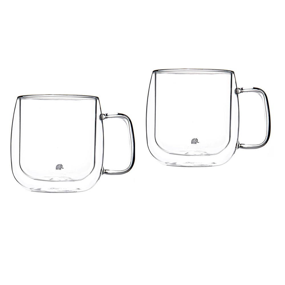 Jumbo Glory 2'li Double Wall Çift Cidarlı Kulplu Orta Bardak 350 ml görseli 1