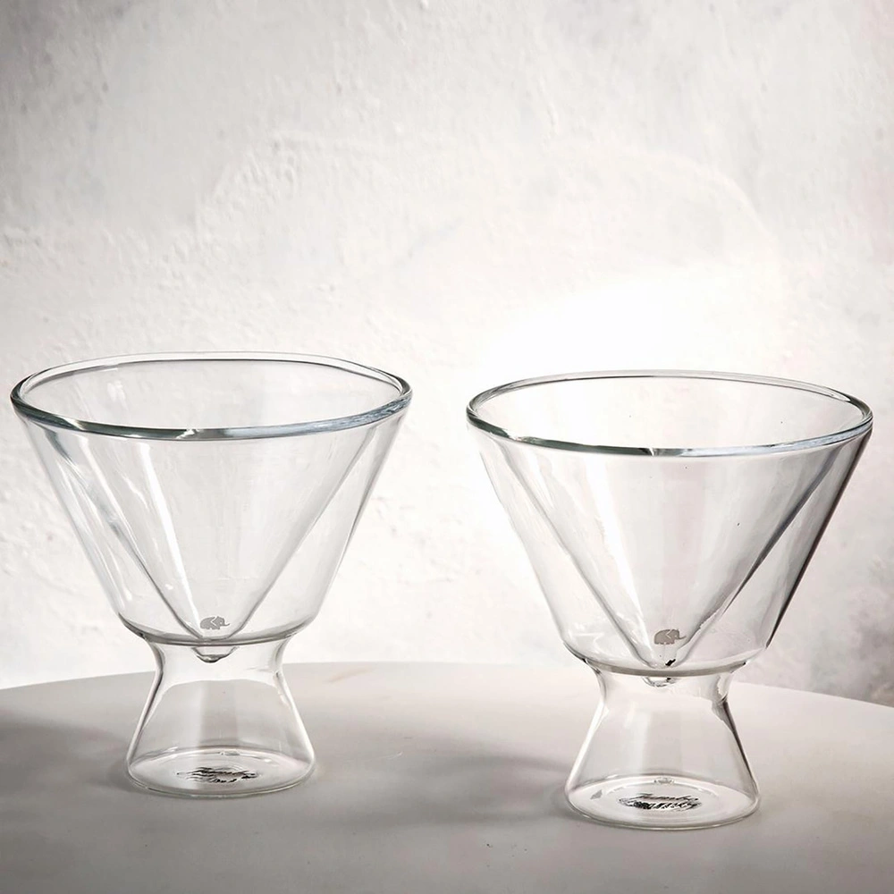 Jumbo Glory 2'Li Double Wall Çift Cidarlı V Bardak ve Tatlı Sunum Kasesi 150 Ml görseli 1