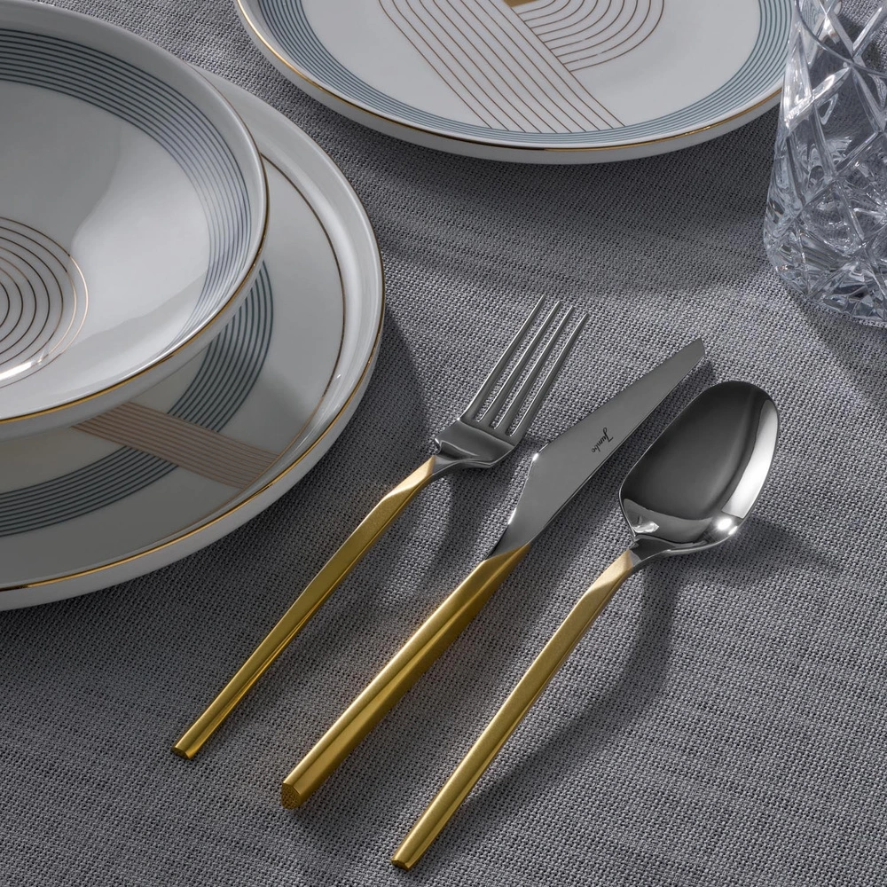 Jumbo 5100 Quartz Mat Altın 12 Kişilik 84 Parça Çatal Kaşık Bıçak Takımı görseli 3