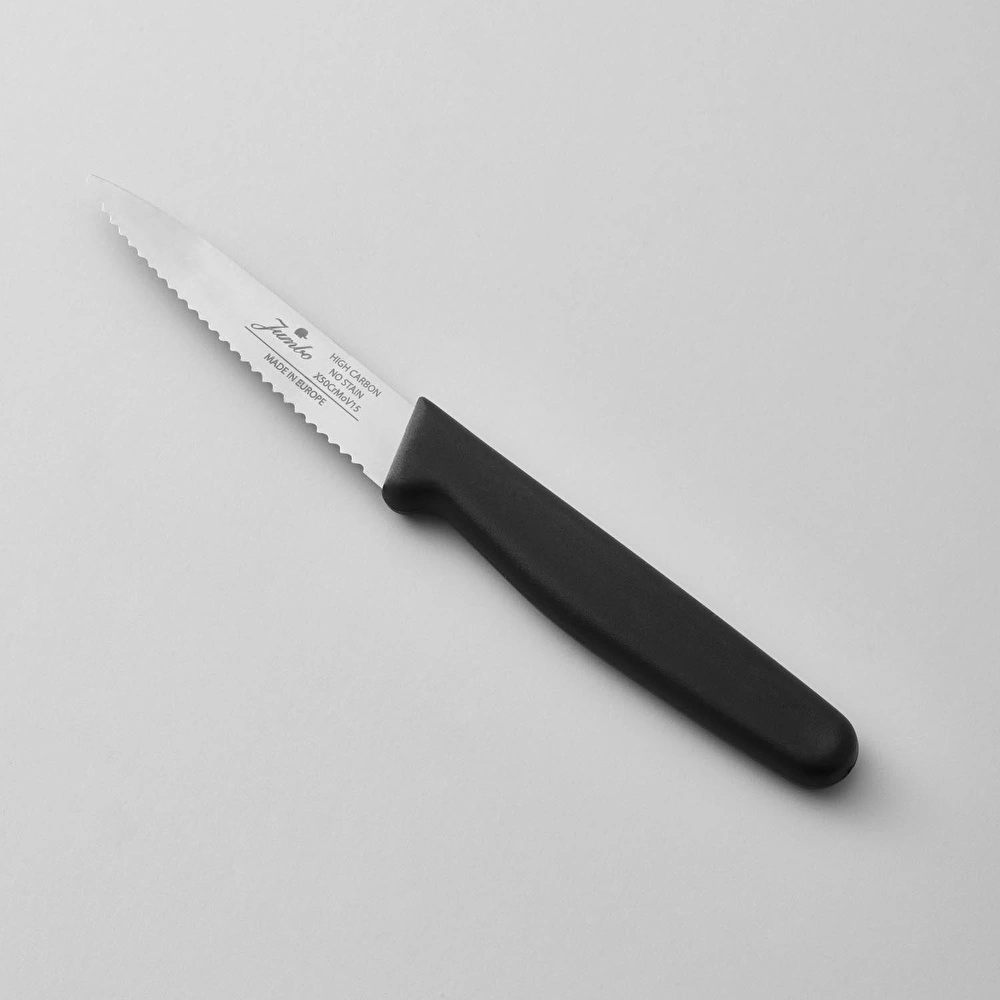Jumbo Practico Alman Çeliği Black Tırtıklı Soyma Bıçağı - 9cm görseli 1