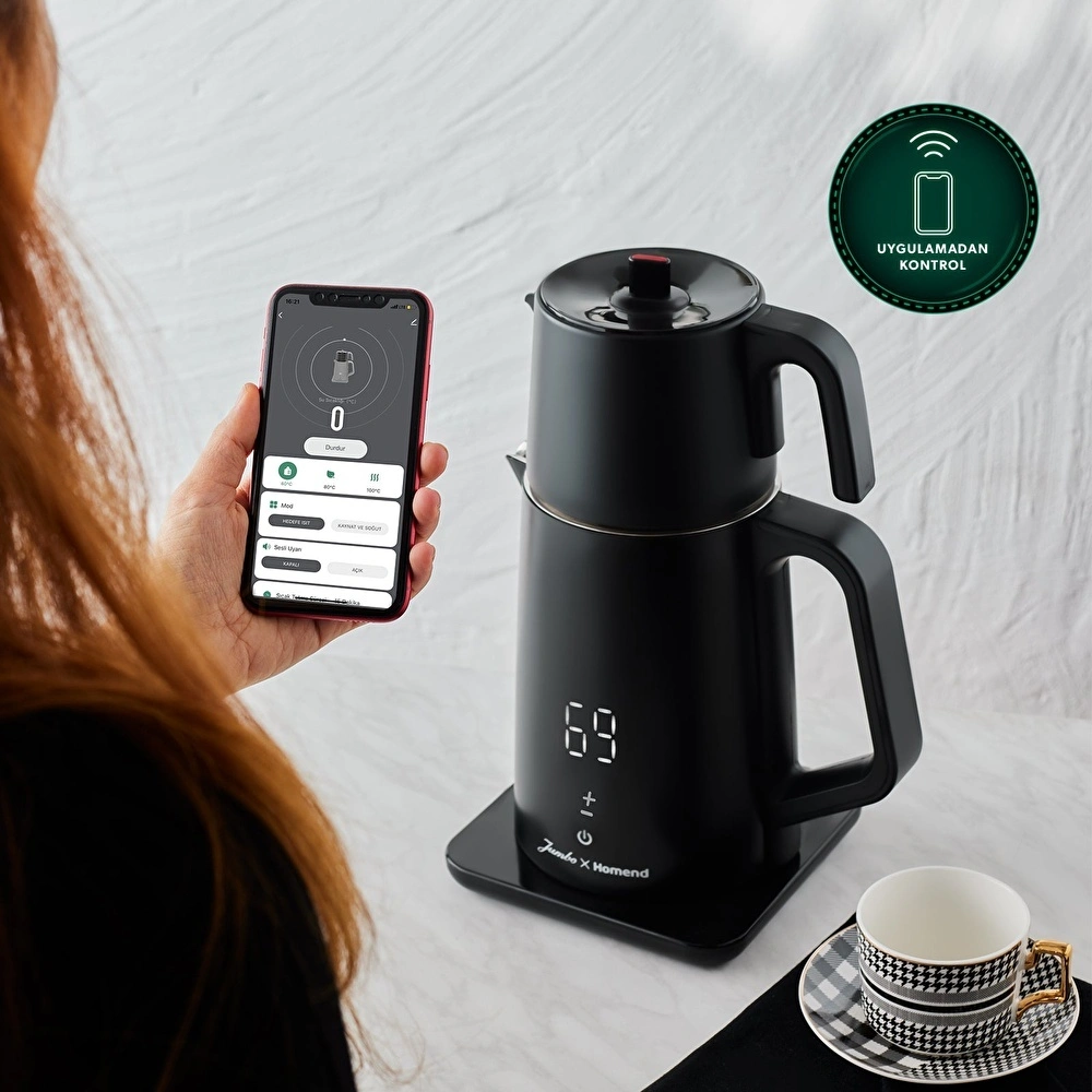 Jumbo x Homend Royaltea Cooltouch 1792H Dokunmatik Çift Duvarlı Paslanmaz Çelik Konuşan Çay Makinesi Wifi ile Kontrol görseli 7