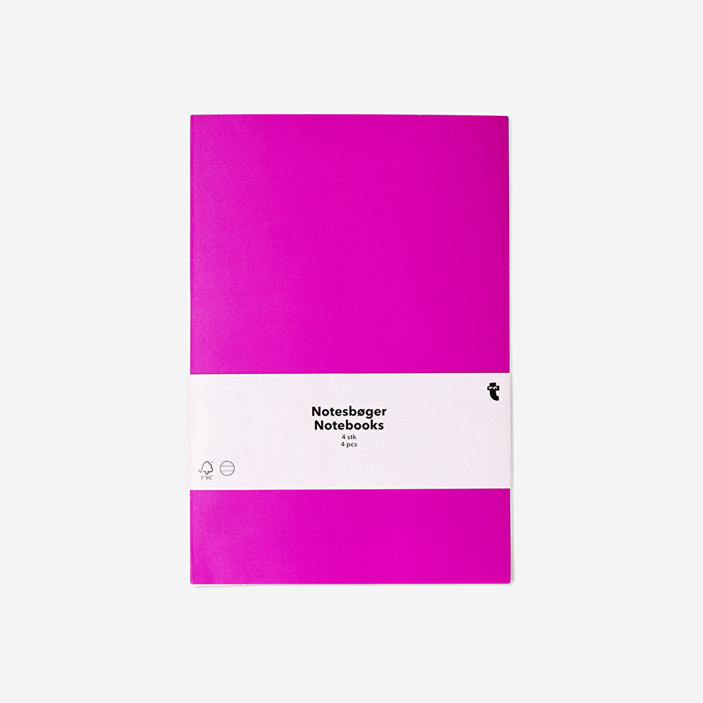 Flying Tiger Copenhagen 4'lü Çizgili Pembe Defter Seti A5 görseli 2