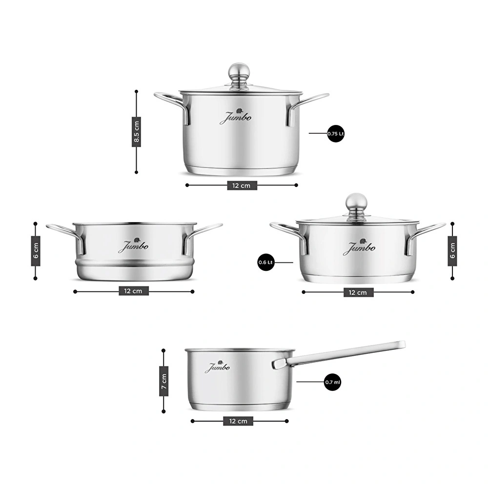 Jumbo New Baby Steel 6 Parça İndüksiyon Tabanlı Çelik Mini Set görseli 6