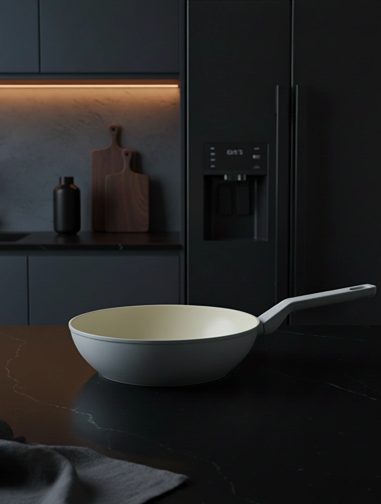 Jumbo Swiss Crystal Light Grey Wok Tava 28 cm görseli 5
