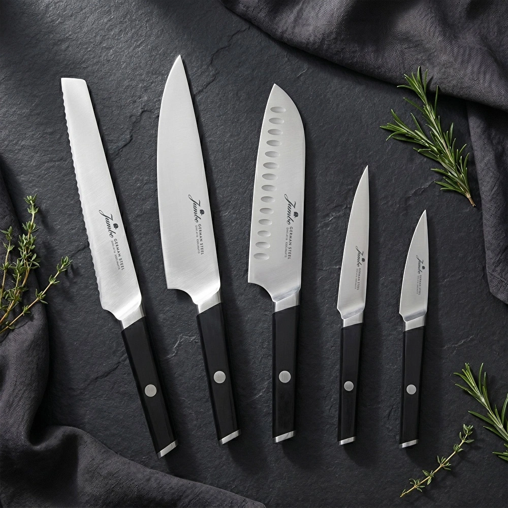 Jumbo Katana Standlı 6 Parça Alman Çeliği Siyah Bıçak Seti görseli 2