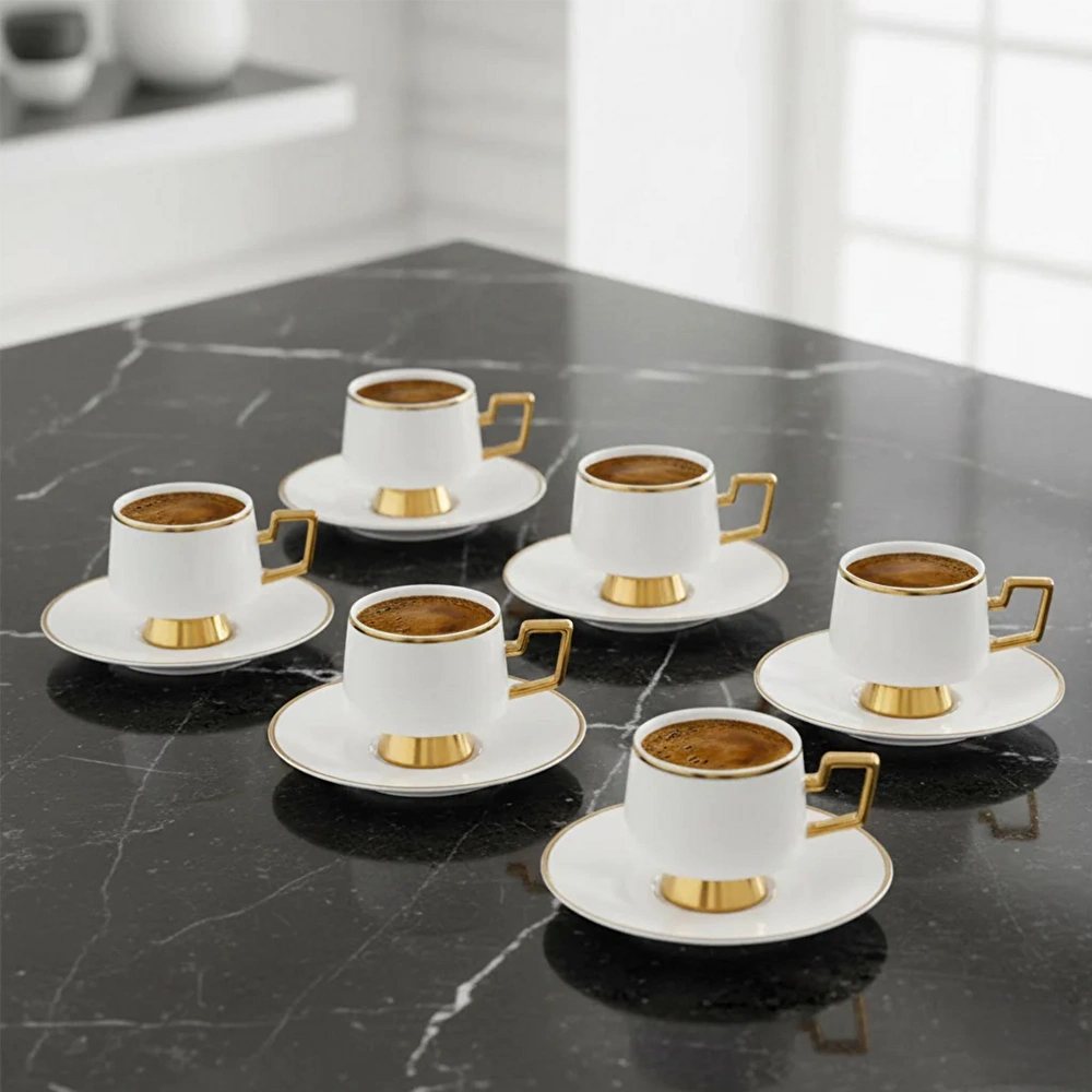 Jumbo Ellmore Gold 6 Kişilik Kahve Fincan Takımı görseli 1