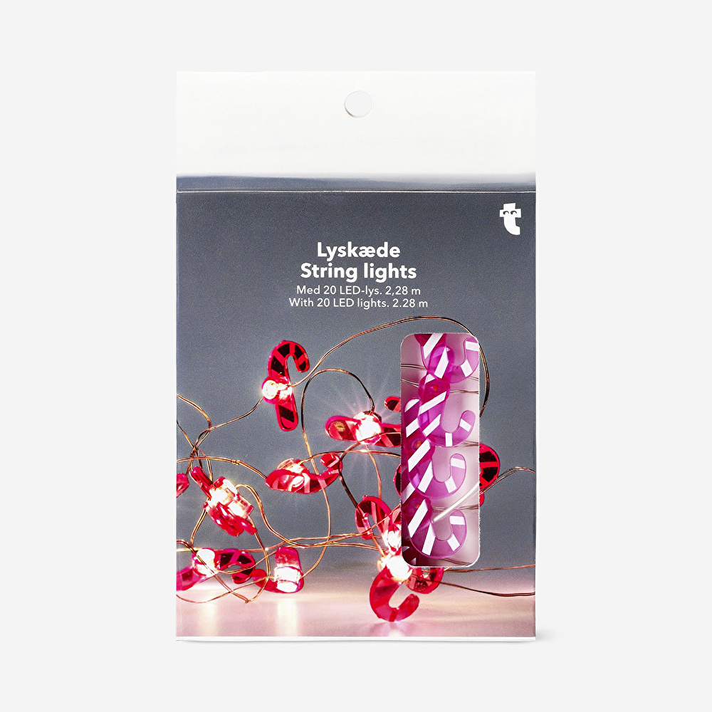 Flying Tiger Copenhagen Pembe Baston Şeker Detaylı Işık Zinciri görseli 1