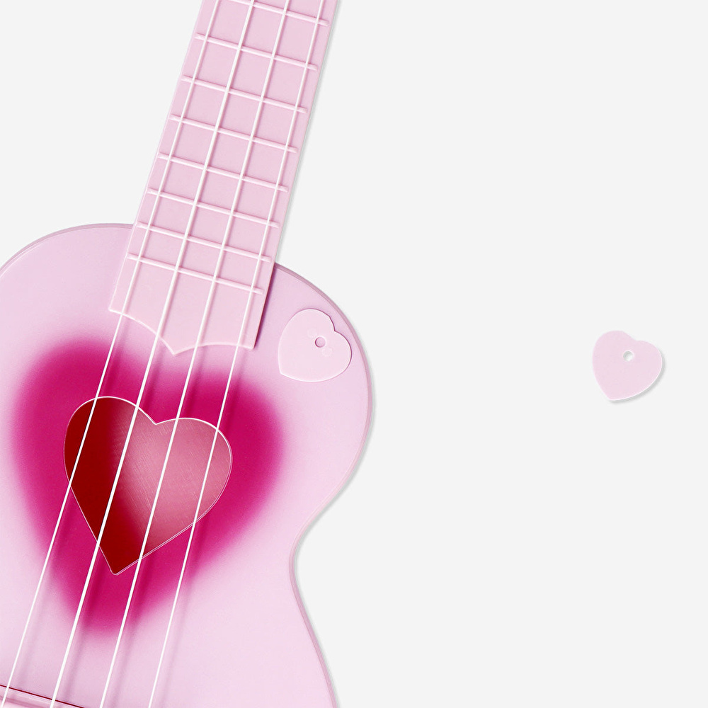 Flying Tiger Copenhagen Pembe Kalp Detaylı Ukulele görseli 3