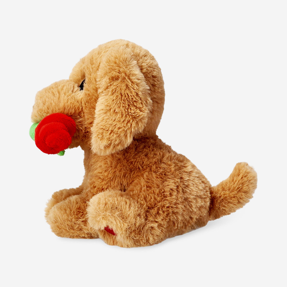 Flying Tiger Copenhagen Gül Tutan Peluş Köpek 18 cm görseli 3