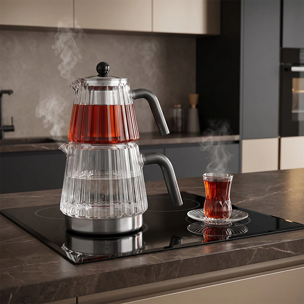 Jumbo Aura Glass İndüksiyon Tabanlı Cam Çaydalık görseli 2