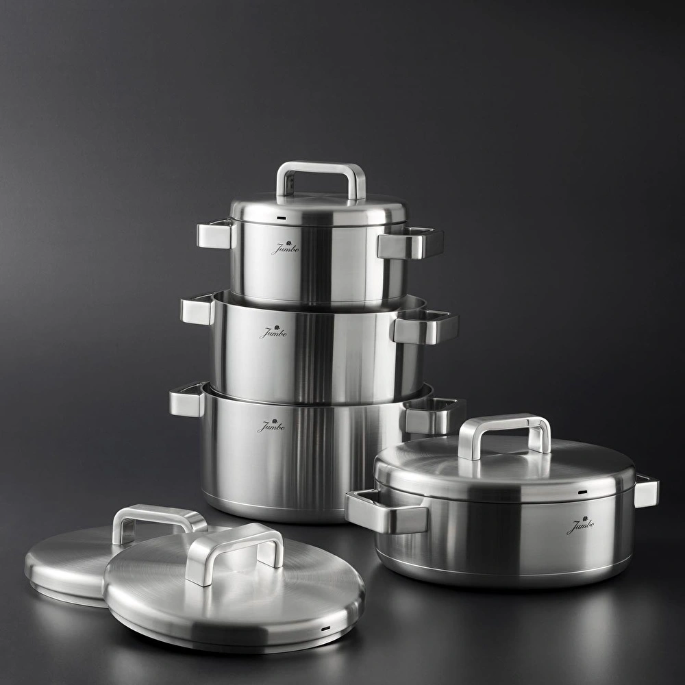 Jumbo Monaco 3PLY 8 Parça İndüksiyon Tabanlı Tencere Seti | Cookplus