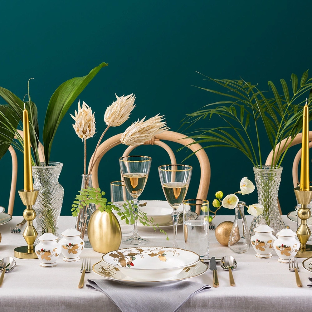 Jumbo Golden Butterfly 61 Parça 12 Kişilik Bone Yemek Takımı görseli 21