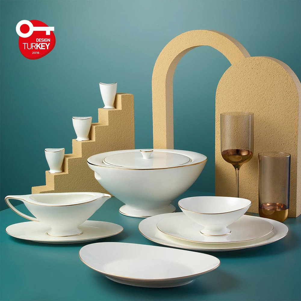 Jumbo Moon Gold 64 Parça 12 Kişilik Yemek Takımı görseli 1