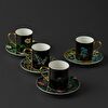 Jumbo Black Garden 4 Kişilik Kahve Fincan Takımı