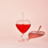 Karaca Love Pipetli Kalp Figürlü Kokteyl Bardağı Şeffaf 200 ml