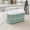 Vienev İki Katlı Saklama Kabı Ve Öğün Kabı – Çatal Kaşık Dahil Mint