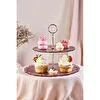 Lora Bianca Goblen Mürdüm Renk 2 Katlı Pasta/kurabiyelik/şekerlik Sunum Standı Mürdüm