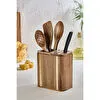 Lora Bianca Akasya Ahşap Tezgah Üstü Kaşıklık - Bıçaklık Düzenleyici Ve Kaşık Seti Kahverengi