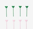 Flying Tiger Copenhagen 8'li Pembe Kelebek Detaylı Plastik Kokteyl Karıştırıcı Seti