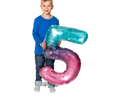 Flying Tiger Copenhagen Büyük Pembe Mavi Parlak 5 Numaralı Folyo Balon