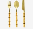 Flying Tiger Copenhagen 3 Parça Gold Bambu Saplı Çatal Kaşık Bıçak Seti