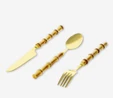 Flying Tiger Copenhagen 3 Parça Gold Bambu Saplı Çatal Kaşık Bıçak Seti