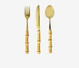 Flying Tiger Copenhagen 3 Parça Gold Bambu Saplı Çatal Kaşık Bıçak Seti